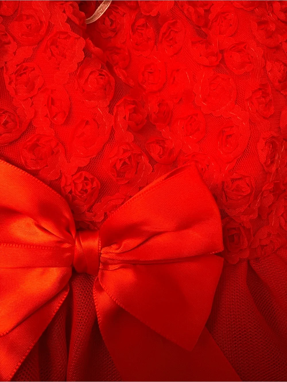 Classic Red Rosette Bow Dog Dress - Elegant Pet Party Outfit